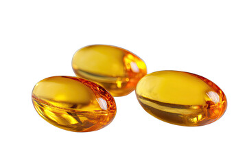 Omega-3 fish oil capsules, isolated on white background