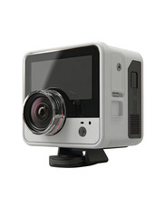 White square action camera with lens
