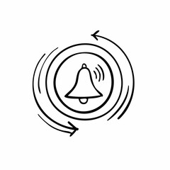 Prosta ikona wektorowa przedstawiająca dzwonek powiadomień, minimalistyczna, nowoczesna, płaska, czytelna na r&oacute;żnych tłach, dedykowana social media.