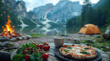 Mountain pizza lakeside feast