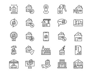 Real Estate Line Vector Icons
