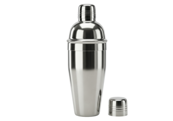 Isolated bartender's shaker for mixing alcoholic beverages in a bar or restaurant