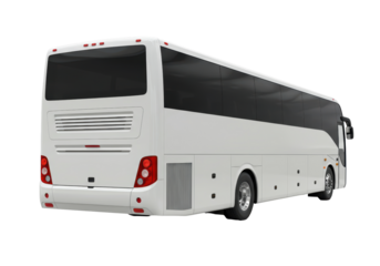 Isolated tour bus stands ready for passenger transport on a sightseeing excursion