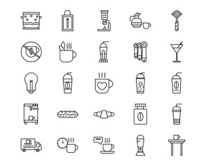 Coffee Shop Line Vector Icons