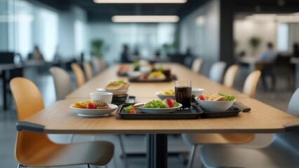 Modern office cafeteria scene