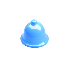 Obraz premium A blue bell-shaped icon, a simple shape made of clay material, shown an isometric view, with a smooth and glossy finish. the style is cute and girly, with subtle and pastel colors against a white b