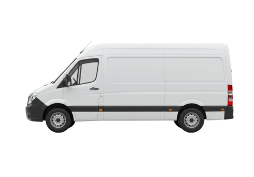 Isolated white van for delivery services or passenger transportation, side view