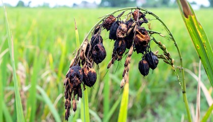 Damaged rice plant