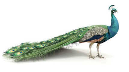 Fototapeta premium Peacock with vibrant feathered train