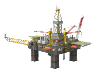 Isolated Oil Platform on a Sunny Day offshore oil platform facility technology drilling rig