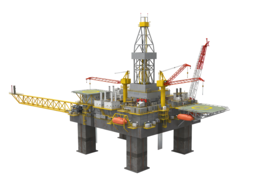 Isolated Oil Platform on a Sunny Day offshore oil platform facility technology drilling rig