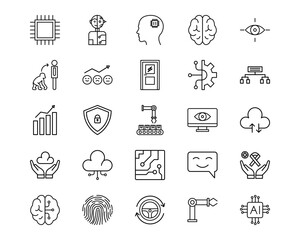 Artificial Intelligence Line Vector Icons