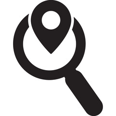 vector magnifying glass, location icon
