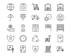 Logistics Line Vector Icons