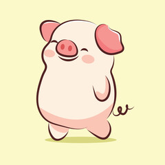 cute cartoon character pig is run for your logo, elements and clipart 