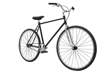 Isolated vintage bicycle, black frame and silver metal parts for hipster lifestyle ride