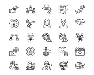 Public Relations Agency Line Vector Icons