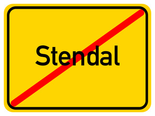 Illustration of a city exit sign for the city of Stendal