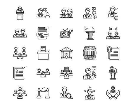 Politics Line Vector Icons
