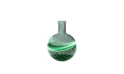 Flask with green liquid and sparkles