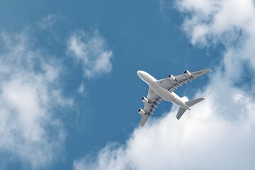 Fototapeta premium Airplane flying in the sky with clouds