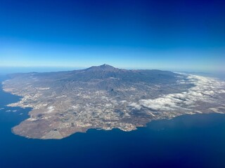 Aerial view of Tenerife island and Mount Teide.
