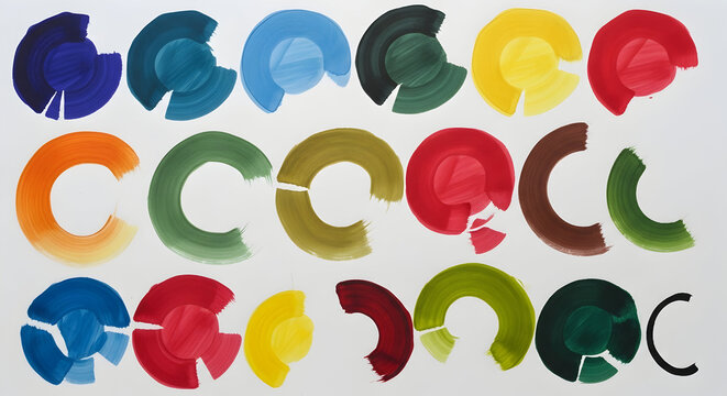 Multicolored Circular Segment Charts and Partial Pie Shapes — Bright Rotating Disk Segments, Semi-Circular Infographic Pieces and Modern Colorful Rings for Data Visuals and UI Elements