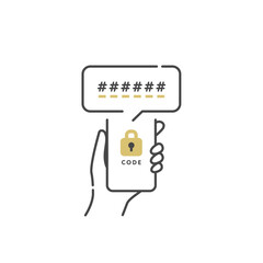 SMS認証・ワンタイムパスワードのベクター線画アイコン（二段階認証・セキュリティ）