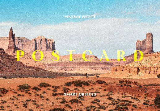 Authentic Postcard Photo Effect Mockup