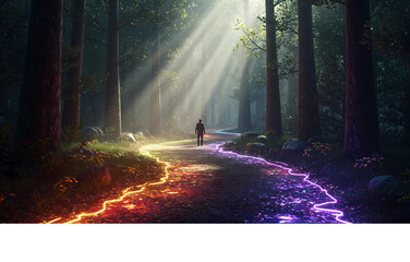 Enchanted Forest Path A Journey of Light and Color