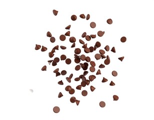 Obraz premium Chocolate chips scattered on white background