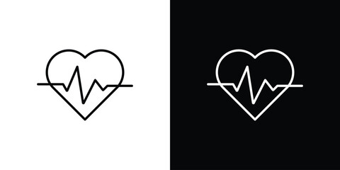 Heartbeat icon Clip Art design. Line icons