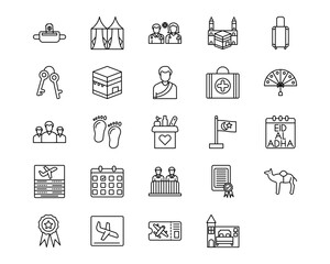 Hajj Pilgrimage Vector Icons
