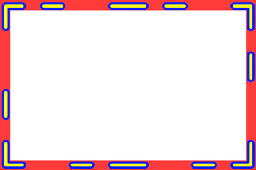 Simple Geometric Dashed Border Red and Blue Isolated Frame Design