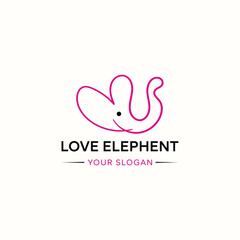 Love Elephant Logo Design Template