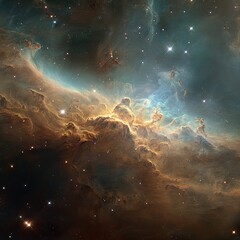 Obraz premium Celestial Nebula Displays Swirling Gas, Stars, and Dust in Deep Space