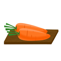Illustration of carrots on a cutting board with a white background 