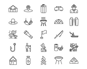 Trekking Line Vector Icons
