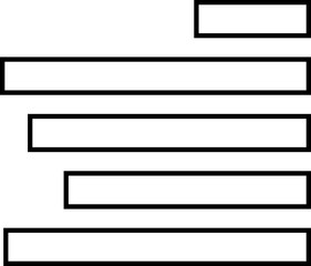 Align line icon for text formatting and paragraph layout. Black solid vector symbol showing ragged left alignment, typography tool, writing editor button, UI UX design element, document and content fo