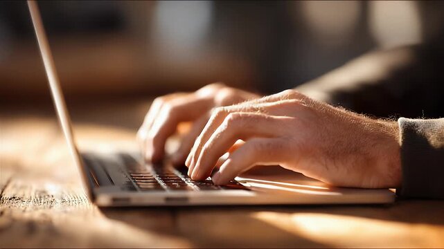 Hands typing on laptop keyboard