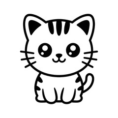 Naklejka premium A cute and happy cartoon cat with a funny smile, an illustration of a domestic feline pet