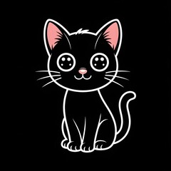 Obraz premium A playful illustration of two cute black and white cats chasing a mouse