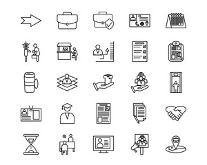 Job Fair Line Vector Icons