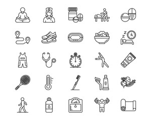 Physical Wellbeing Line Vector Icons