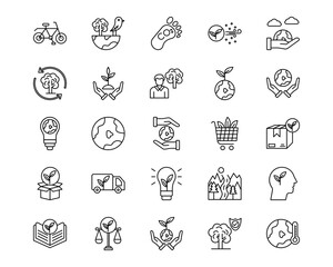 Fototapeta premium World Environment Day Line Vector Icons
