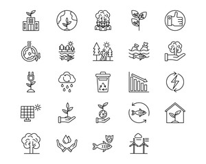 World Environment Day Line Vector Icons