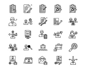 Fototapeta premium Hiring Process Line Vector Icons