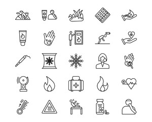Skin Burns Line Vector Icons