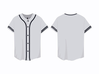 Specification Baseball Jersey T Shirt Mockup isolated on white background , Blank space on the shirt for the design and placing elements or text on the shirt , blank for printing , vector illustration
