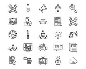 Press Freedom Day Line Vector Icons